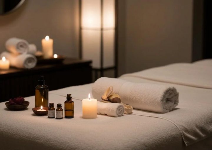 Luxurious spa massage setting in Los Angeles with calming decor and essential oils
