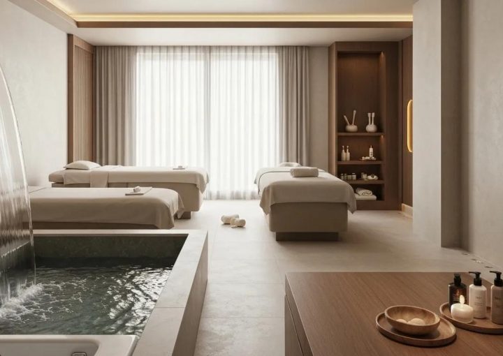A serene and luxurious private spa suite designed for ultimate relaxation and rejuvenation
