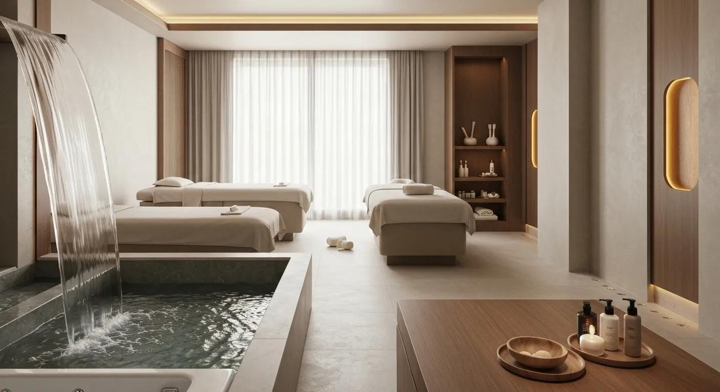 A serene and luxurious private spa suite designed for ultimate relaxation and rejuvenation