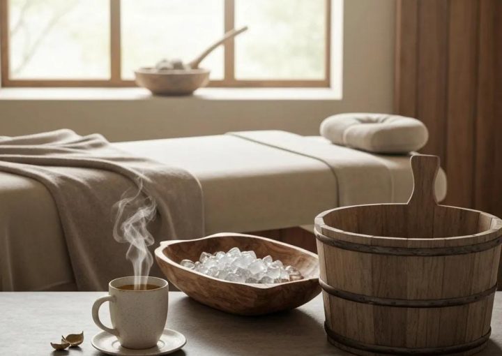 components of the rebirth spa package including massage table herbal tea and sauna elements c2d61a45 2f1e 413d b3c0 2145203229fe