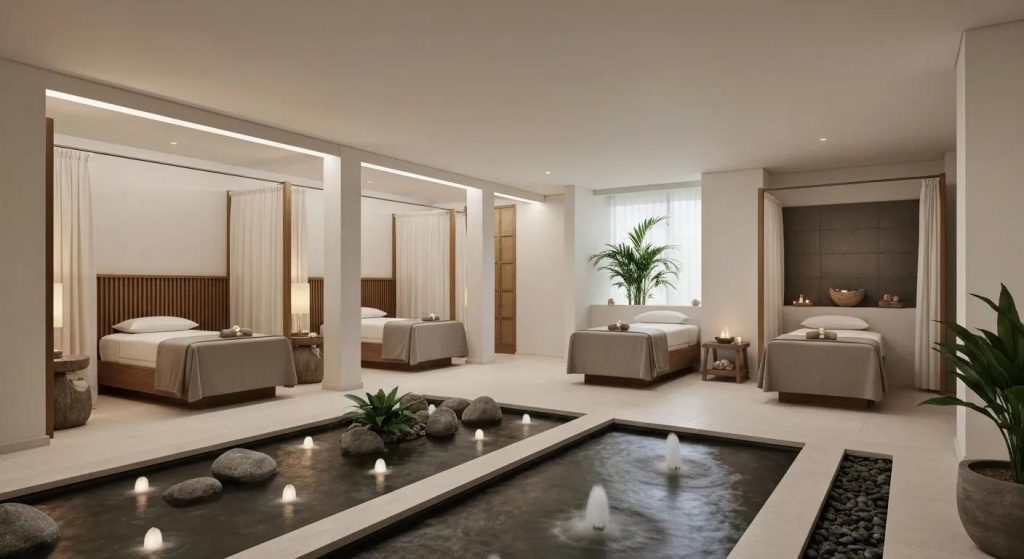 Luxurious spa environment emphasizing holistic wellness treatments and relaxation