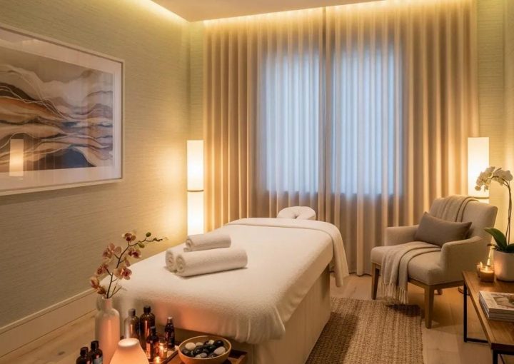 interior of house of sun spa showcasing a private treatment room with calming decor and wellness products d51342a8 e261 430e a7eb 5afedd6423ba