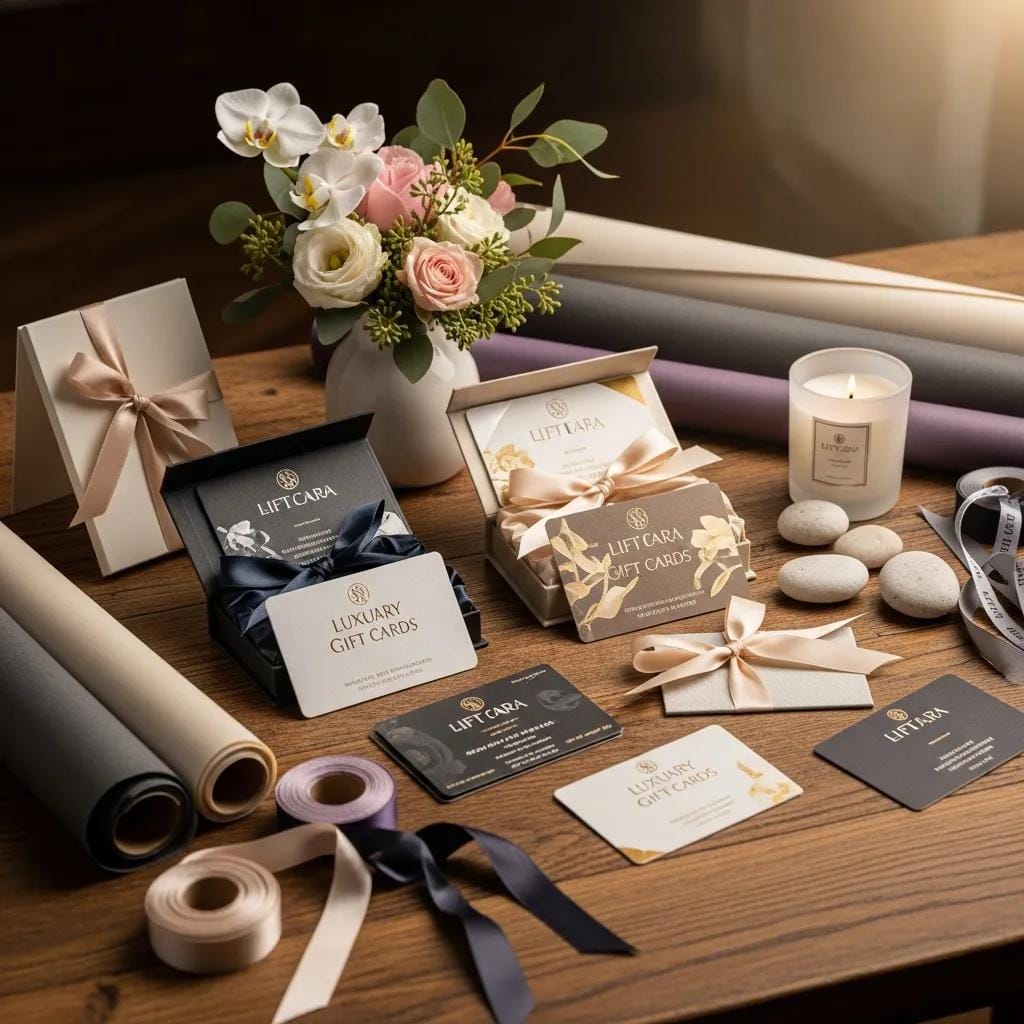 Elegantly wrapped spa gift cards ready for gifting