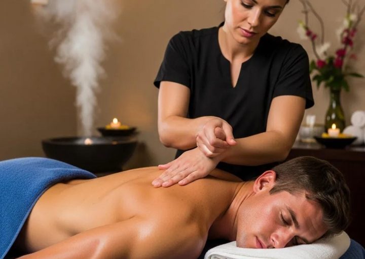 therapist performing deep tissue massage on an athlete in a luxurious spa setting 2e8ab230 df4f 4c53 a041 b3236c8ee448