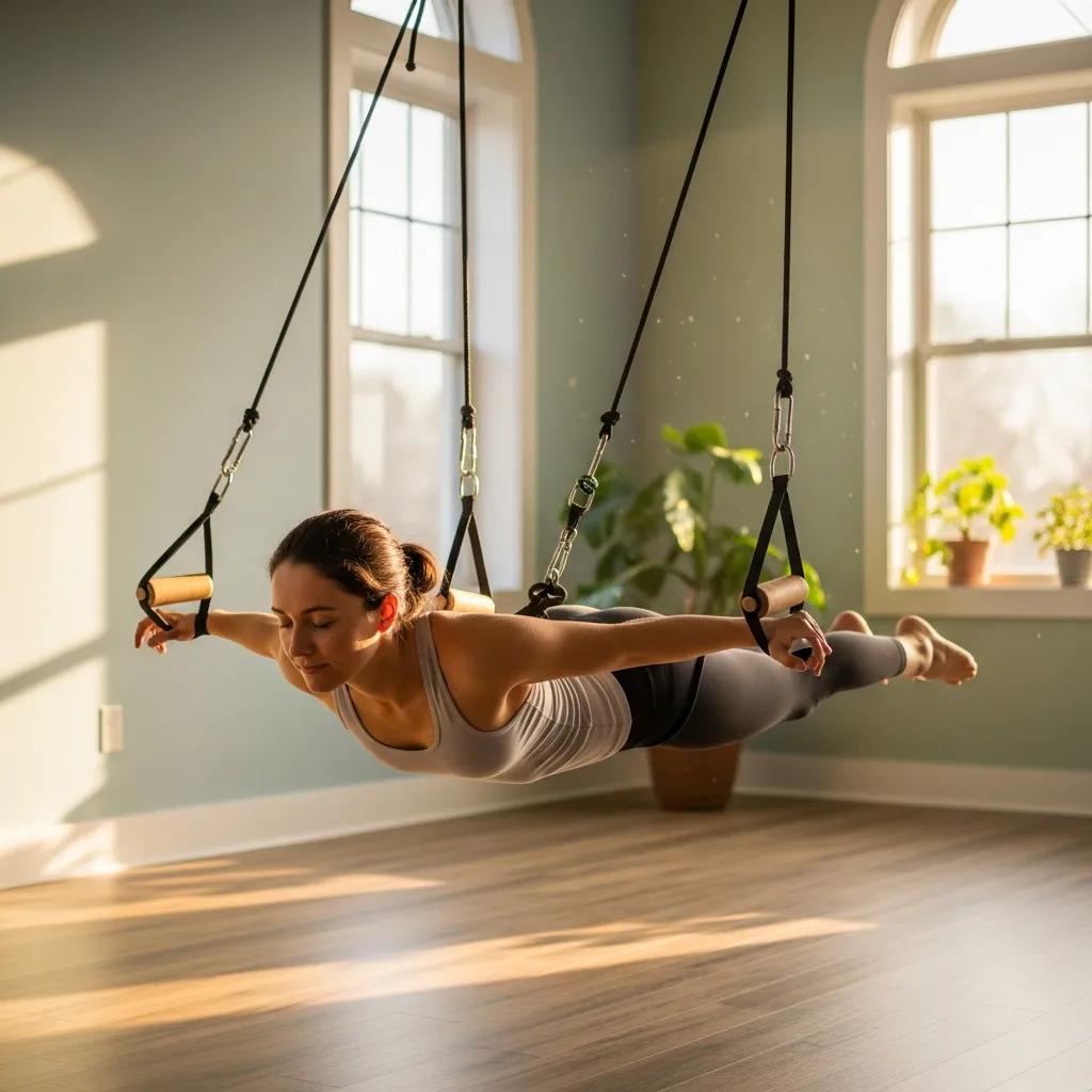 Aerial yoga wellness session at holistic retreat in Woodland Hills