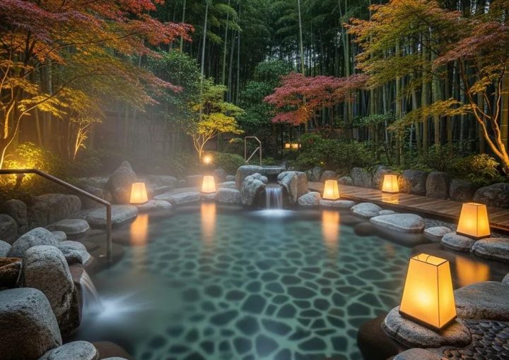 Luxurious Japanese Onsen spa setting promoting holistic wellness and relaxation